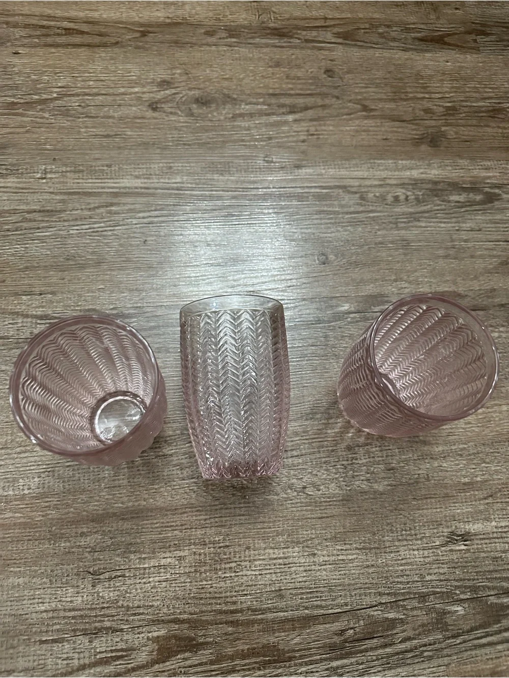 Godinger Pink Pressed Glass Tumbler Trio